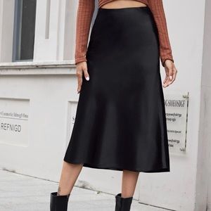 SHEIN Black Satin Skirt
